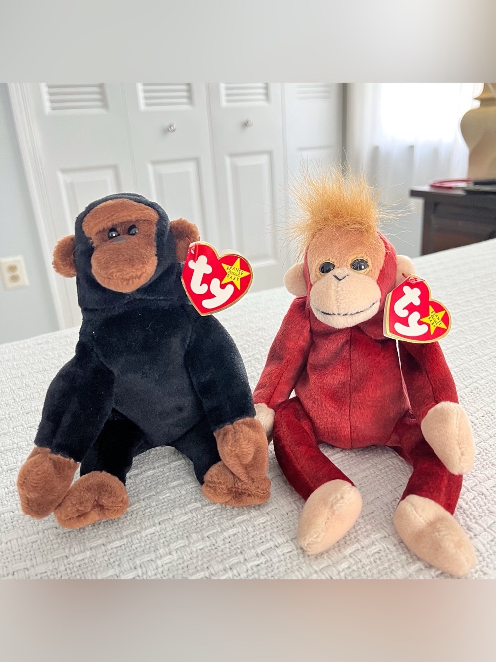 Ty Plush Beanie Baby Congo Gorilla and Schweetheart Orangutan